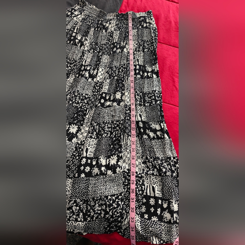 Collection B Black and Cream Tiered Maxi Skirt - Picture 3 of 5